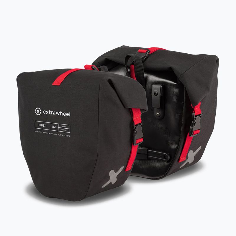 Extrawheel Rider Premium 15L dviračių krepšiai 2 vnt. juodi E0113