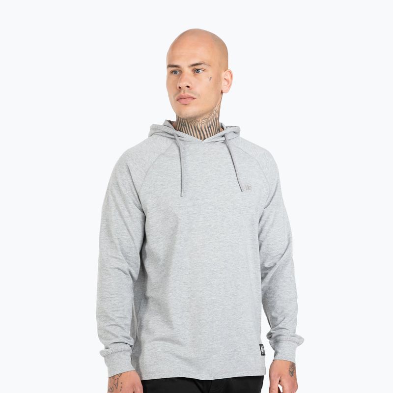 Vyriškas Pitbull West Coast džemperis su gobtuvu ir mažu logotipu Spandex 210 pilkas džemperis