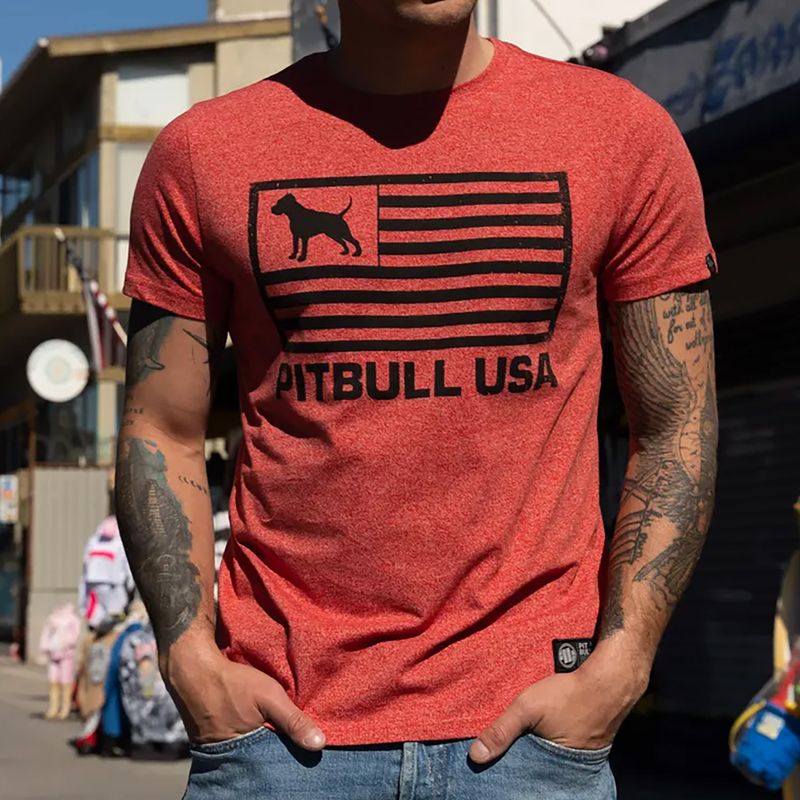 Pitbull West Coast vyriški marškinėliai Pitbull West Coast USA red 7