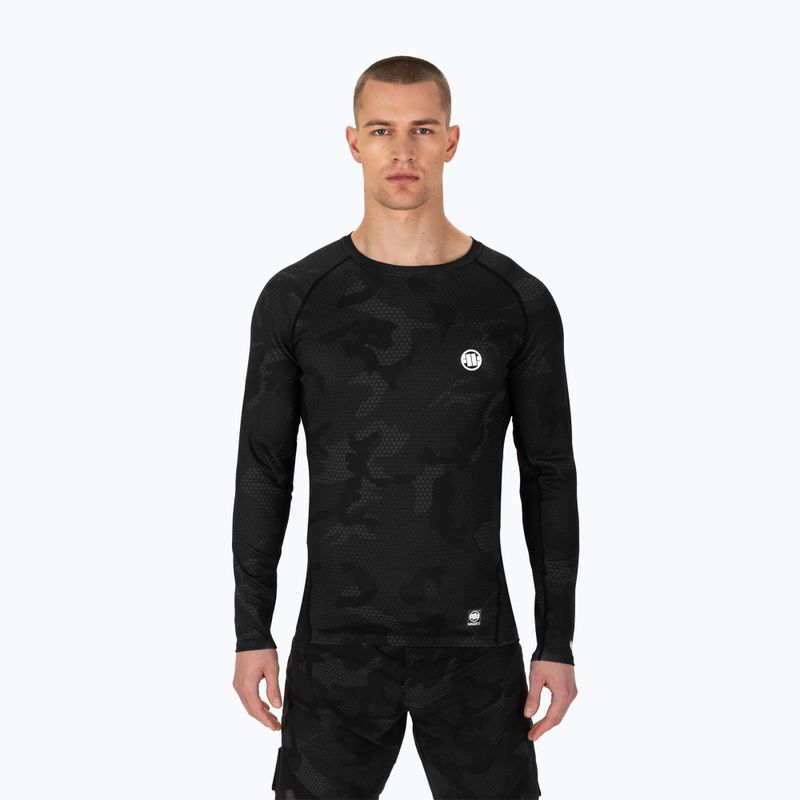 Pitbull West Coast Net Camo 2 Rash Rashguard black camo vyriškas marškinėliai su ilgomis rankovėmis