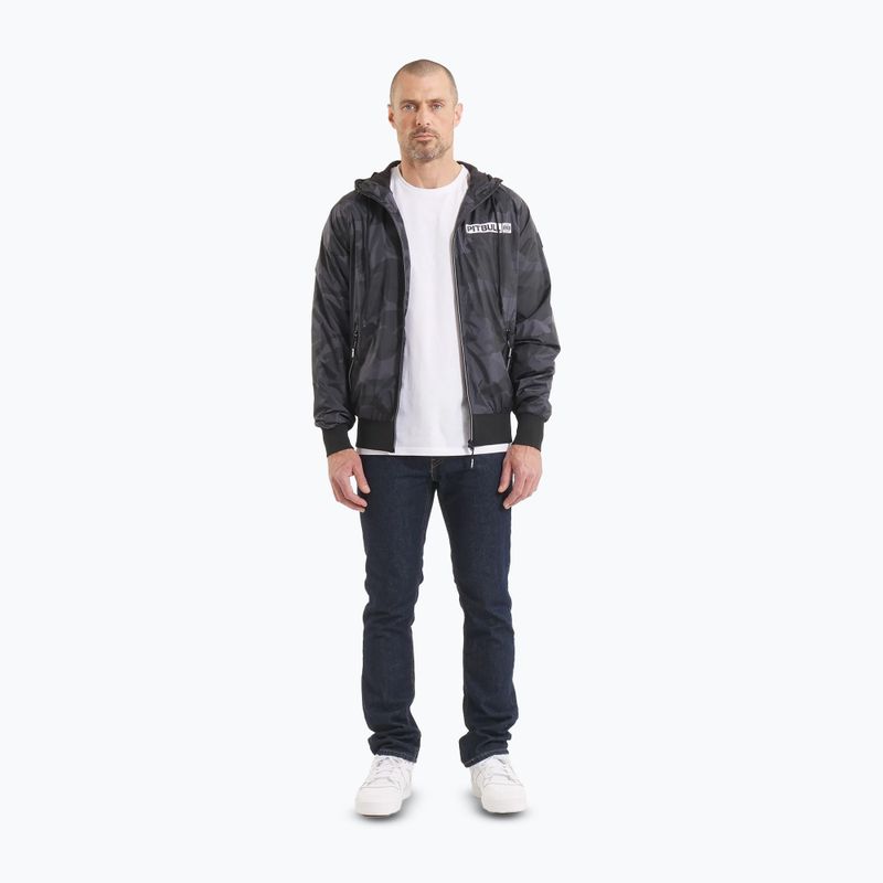 Vyriška striukė Pitbull Athletic Logo Hooded Nylon all black camo 2