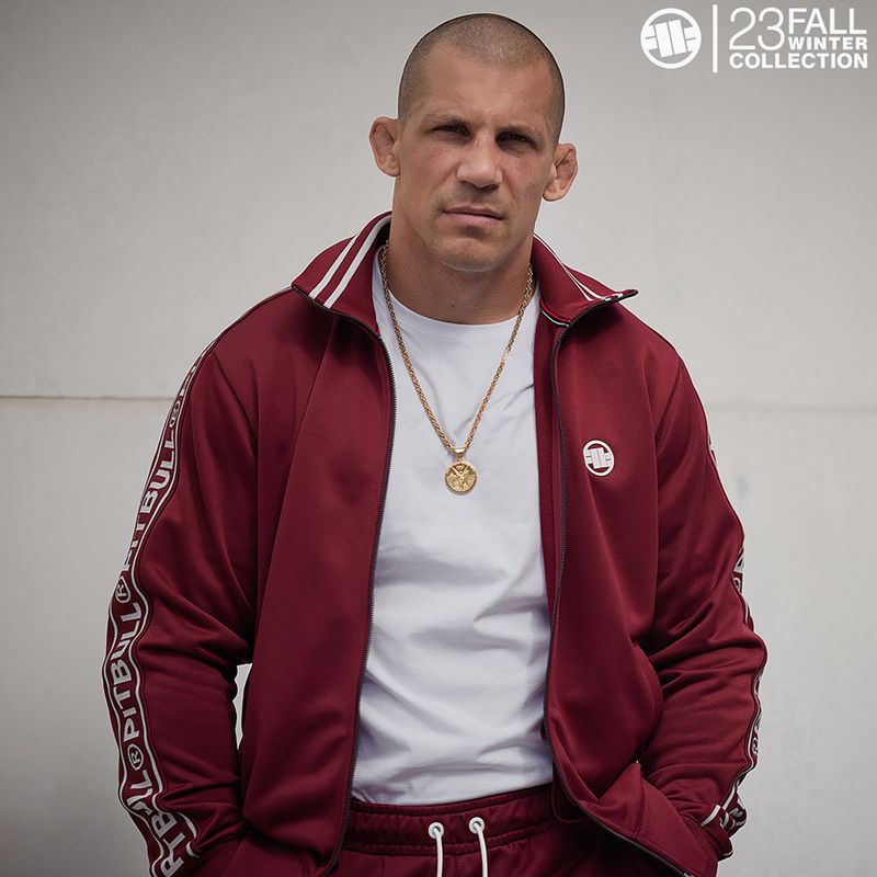 Vyriška striukė Pitbull West Coast Trackjacket Tape Logo Terry Group burgundy 3