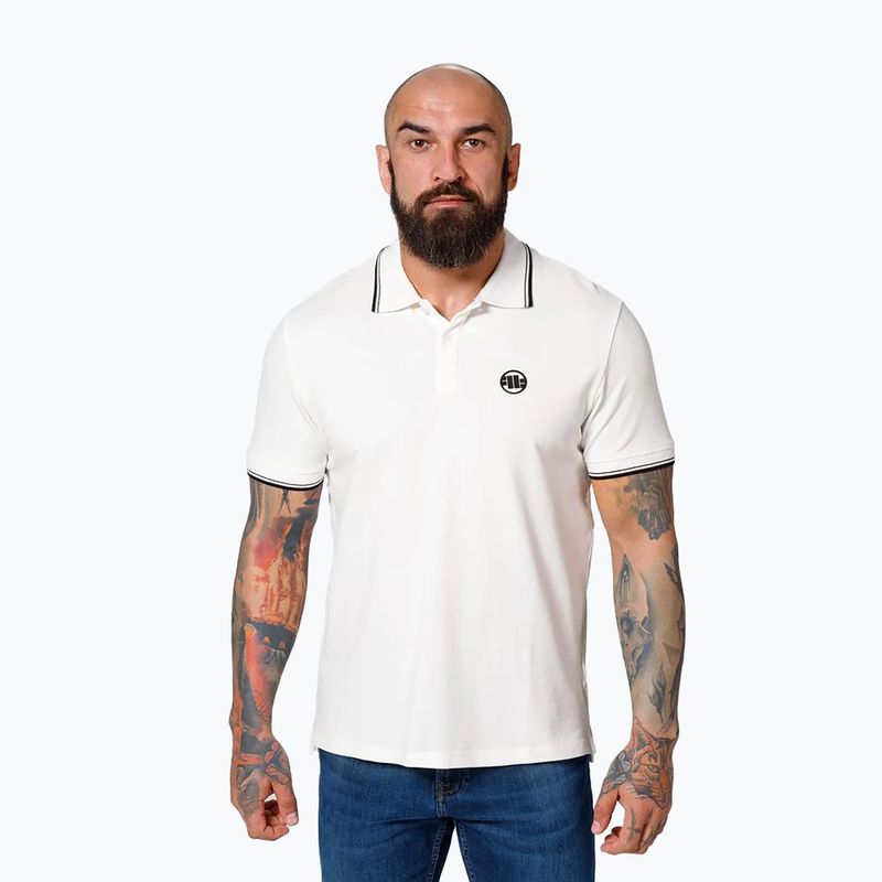 Vyriški polo marškinėliai Pitbull West Coast Polo Pique Stripes Regular white