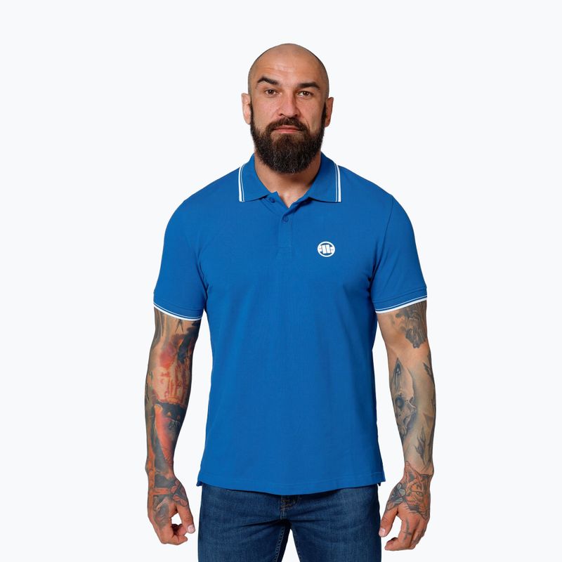 Vyriški polo marškinėliai Pitbull Polo Pique Stripes Regular royal blue