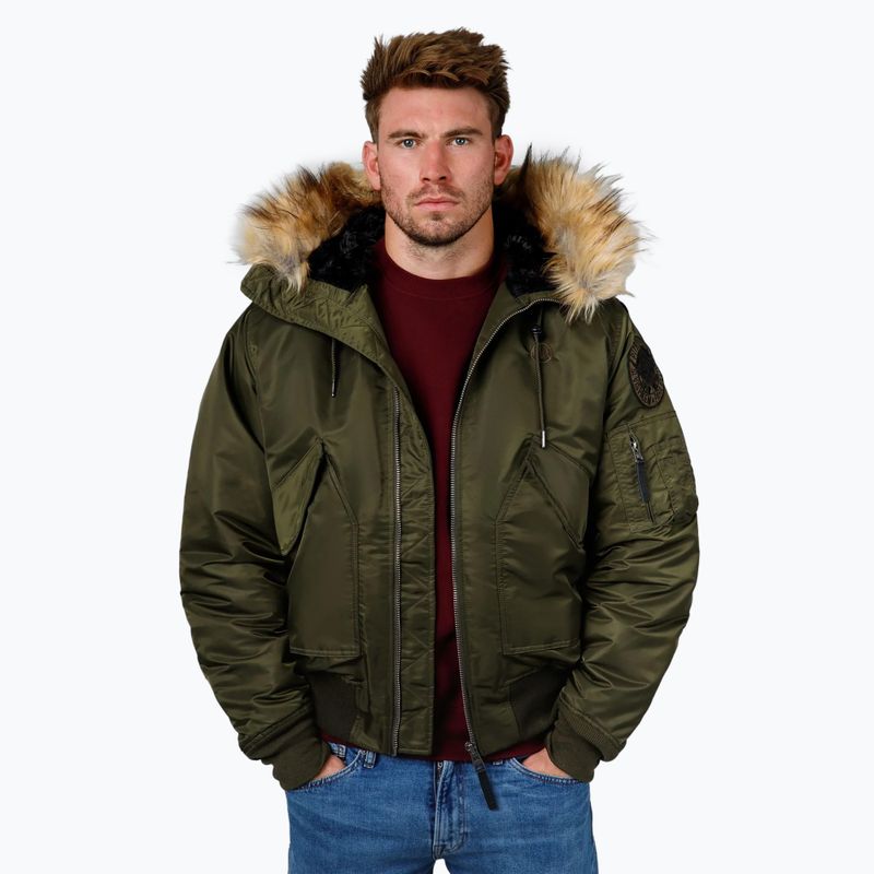 Vyriška žieminė striukė Pitbull Harvest Hooded Bomber olive