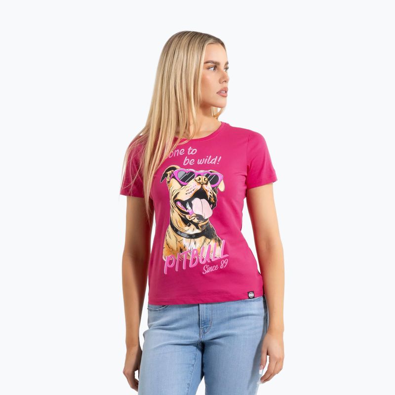 Moteriški marškinėliai Pitbull Synglasses Dog raspberry gold