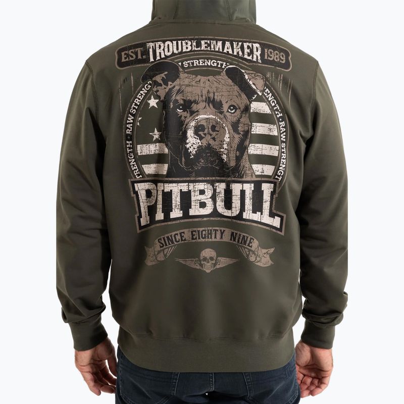 Vyriški "Pitbull Troublemaker" džemperiai su gobtuvu ir užtrauktuku senai žalia 3