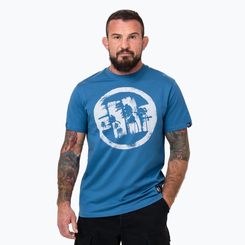 Vyriški marškinėliai Pitbull Logo Palms shade blue