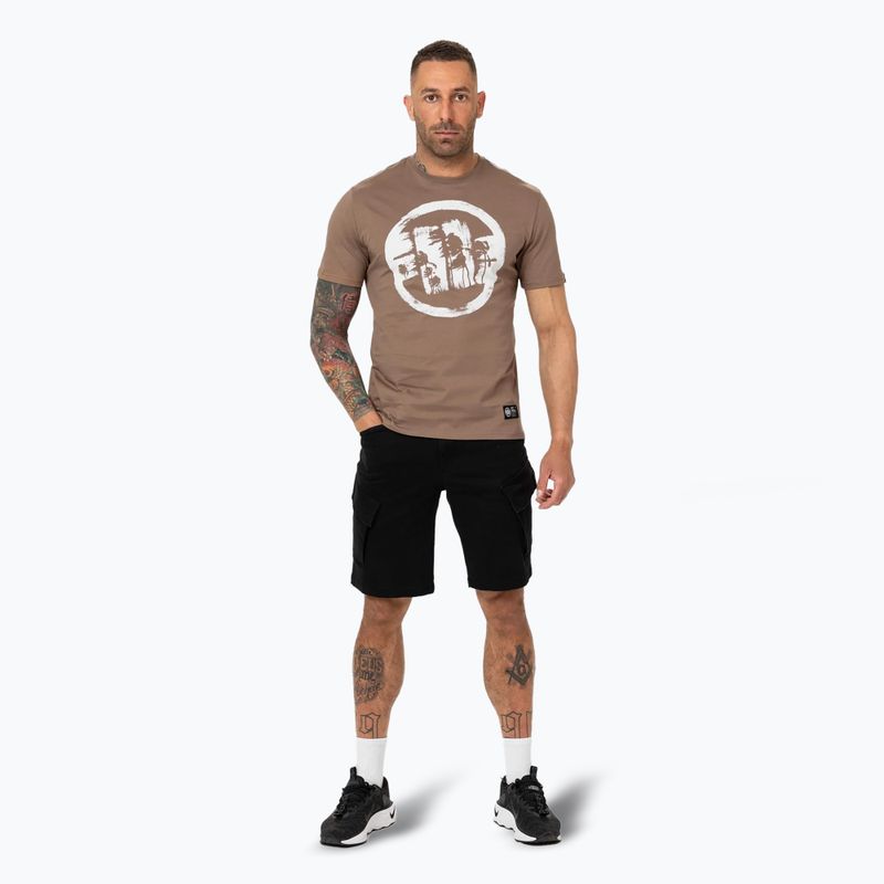 Vyriški marškinėliai Pitbull Logo Palms brown savana 2