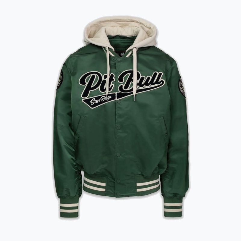 Vyriška striukė Pitbull Mason San Diego Baseball Hooded bottle green/beige 4