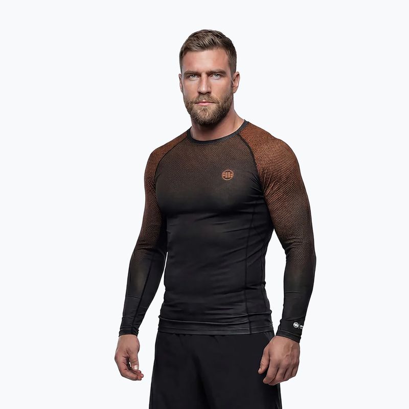 Vyriškas ilgomis rankovėmis rashguardas Pitbull Belt Rashguard brown