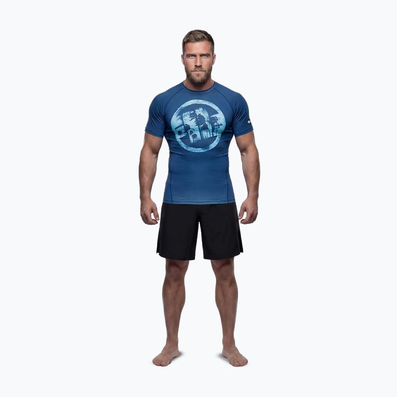 Vyriški marškinėliai Pitbull Rashguard Logo Palms blue 2