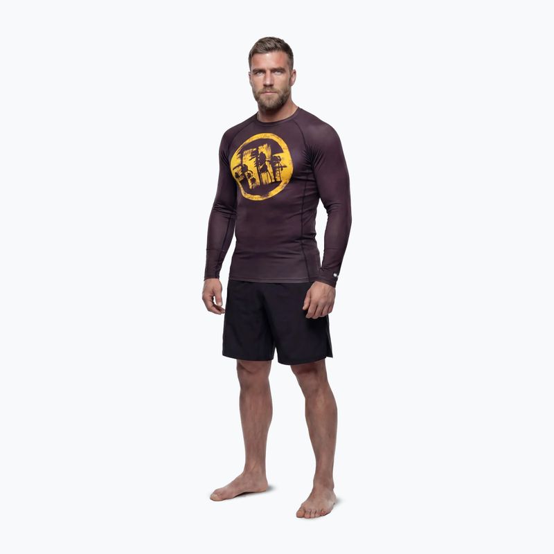 Vyriškas ilgomis rankovėmis rashguardas Pitbull Rashguard Logo Palms brown 2