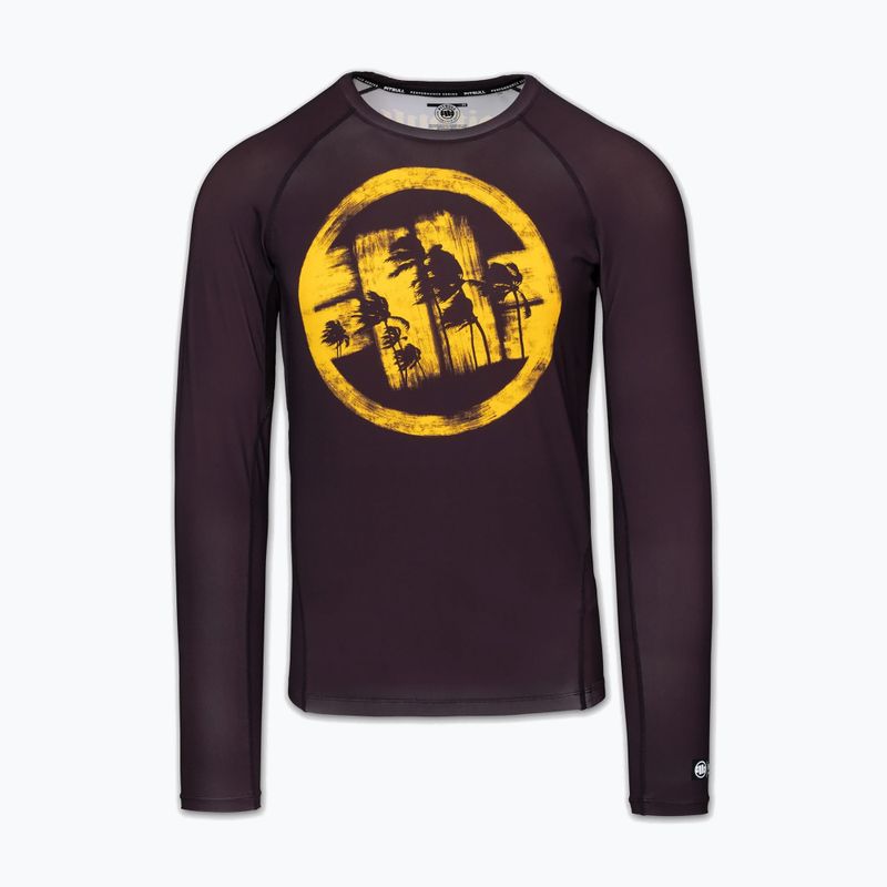 Vyriškas ilgomis rankovėmis rashguardas Pitbull Rashguard Logo Palms brown 3