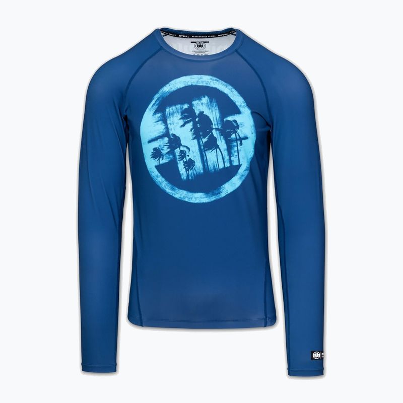 Vyriškas ilgomis rankovėmis rashguardas Pitbull Rashguard Logo Palms blue 3