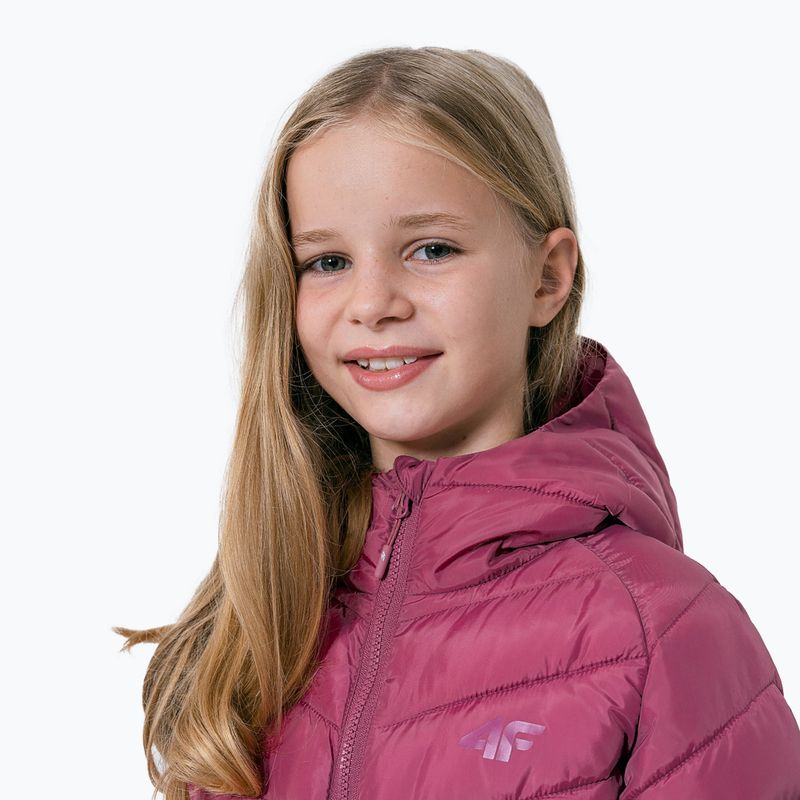 Vaikiška pūkinė striukė 4F JKUDP003 tamsiai rožinė 2