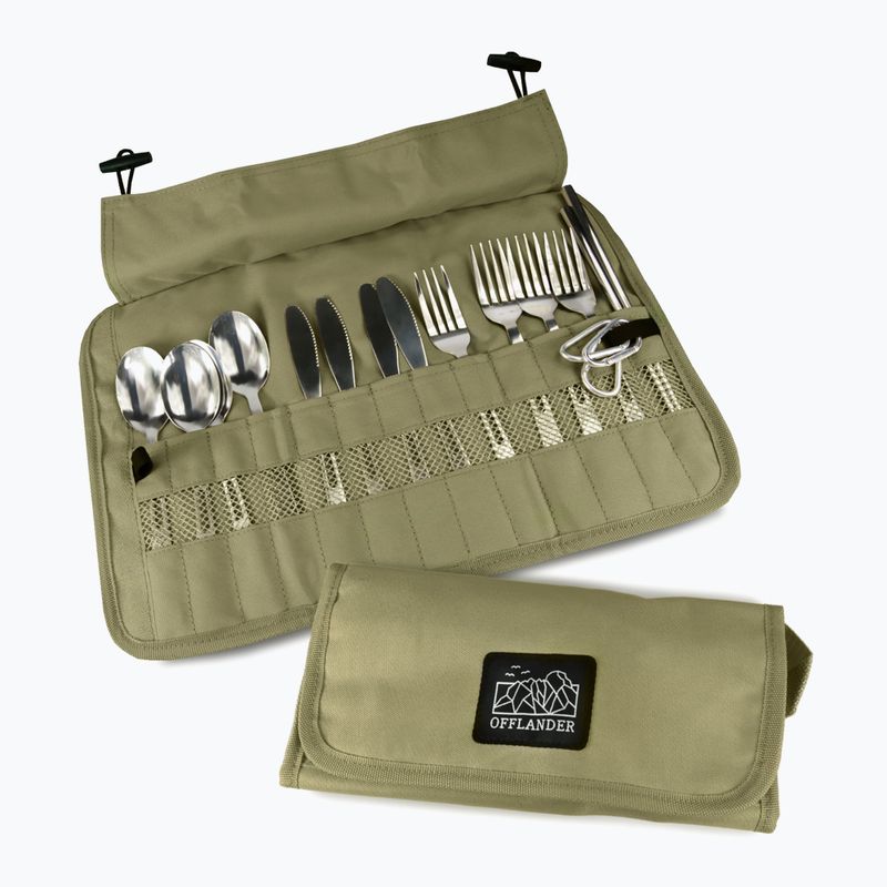 Stalo įrankių rinkinys OFFLANDER Camping Cutlery Set with Case green 2