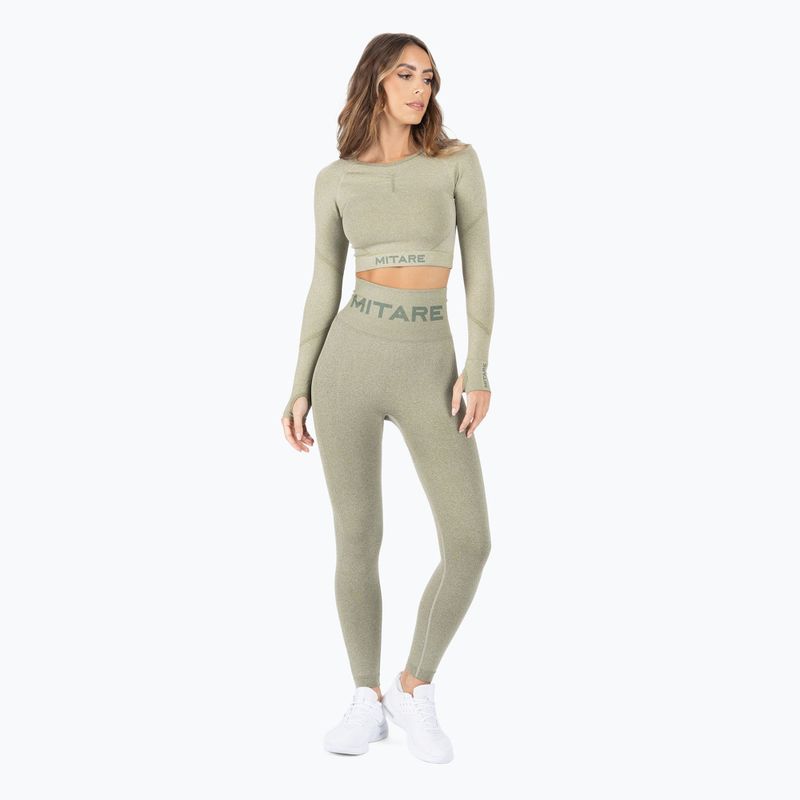 Moteriška treniruočių viršutinė dalis ilgomis rankovėmis MITARE Push Up Max Crop Top žalia K084 2