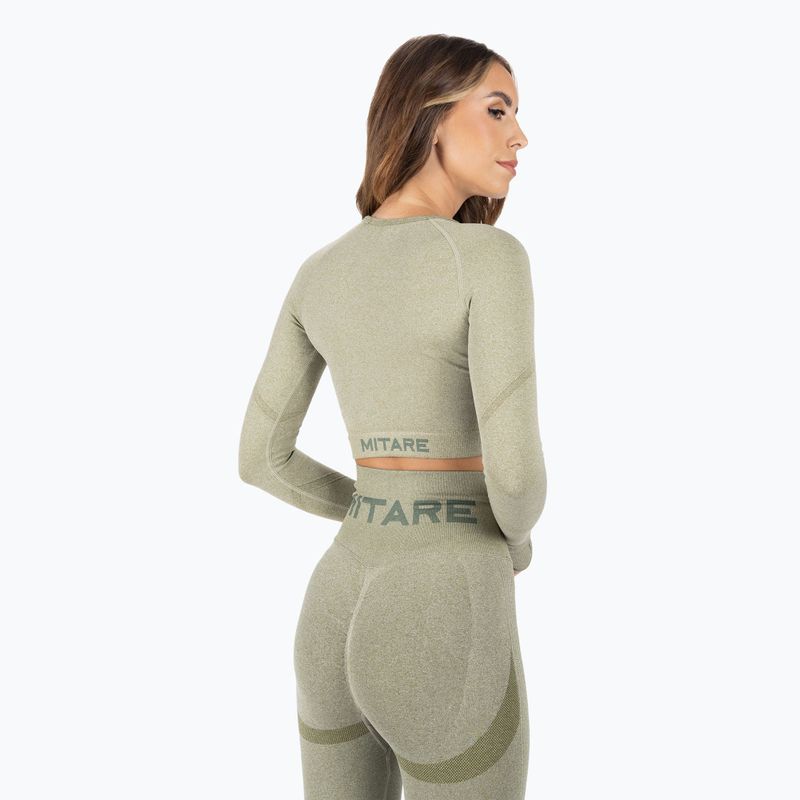 Moteriška treniruočių viršutinė dalis ilgomis rankovėmis MITARE Push Up Max Crop Top žalia K084 3