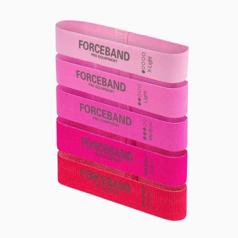 Treniruočių juostų rinkinys FORCEBAND Mini Band 5 szt. + E-BOOK pink 2