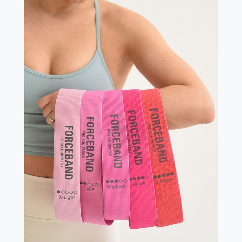 Treniruočių juostų rinkinys FORCEBAND Mini Band 5 szt. + E-BOOK pink 5