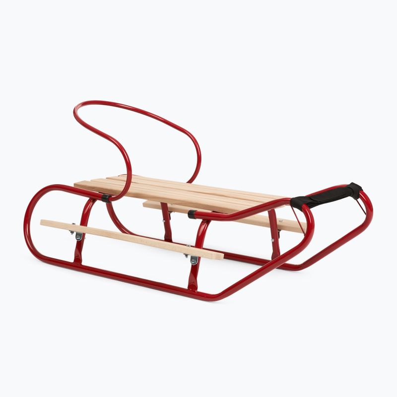 Metalinės rogės HUMBAKA with backrest and footrests red 2