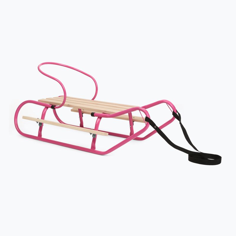 Metalinės rogės HUMBAKA with backrest and footrests pink