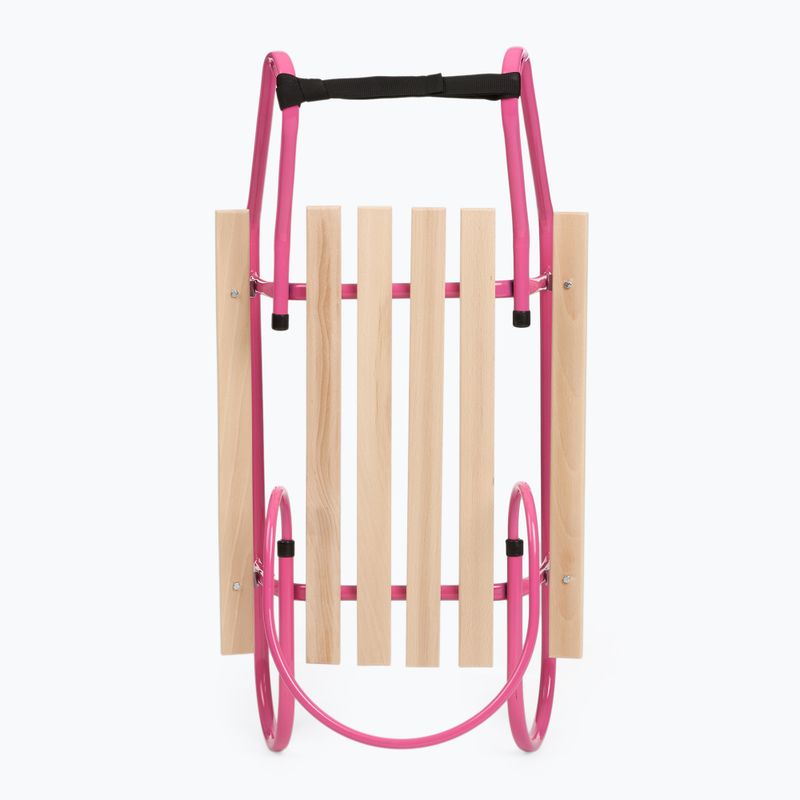 Metalinės rogės HUMBAKA with backrest and footrests pink 4