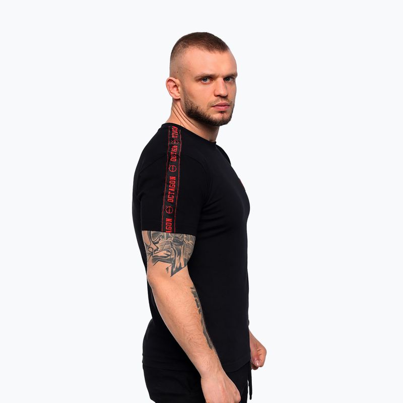 Vyriški marškinėliai Octagon Stripe black/red 3