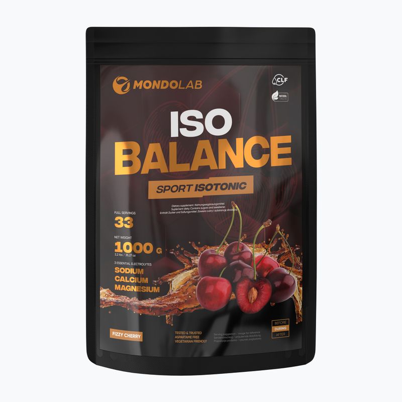 Izotoninio gėrimo milteliai MONDOLAB Balance Fizzy Cherry 1000g cherry cola MND008