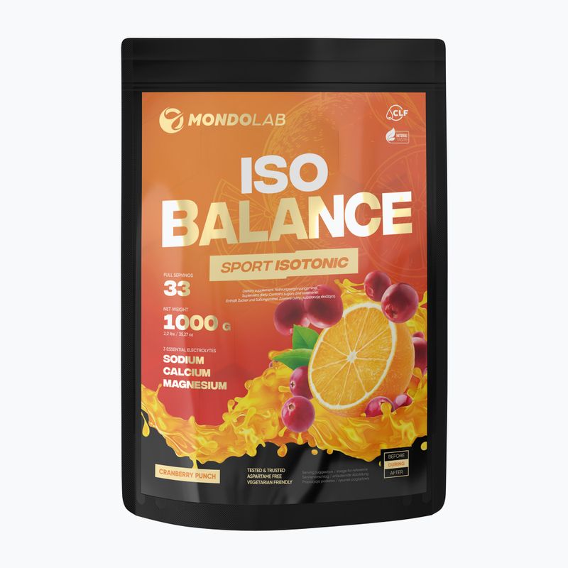 Izotoninio gėrimo milteliai MONDOLAB Balance Bitter Cranberry Punch 1kg apelsinų ir spanguolių MND007