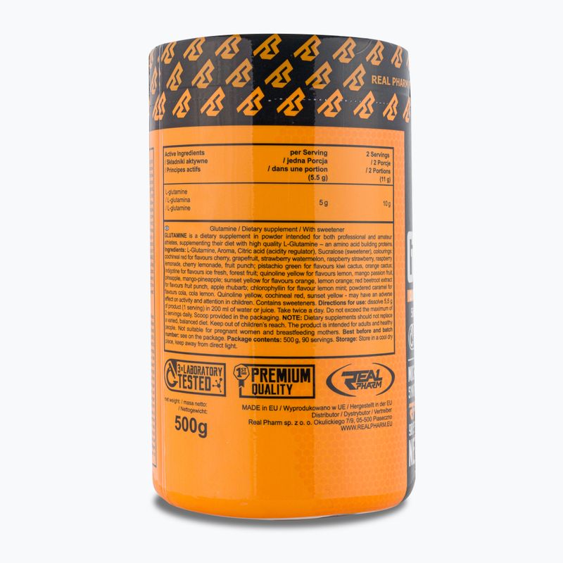 Glutaminas Real Pharm amino rūgštys 500g oranžinė 666268 2