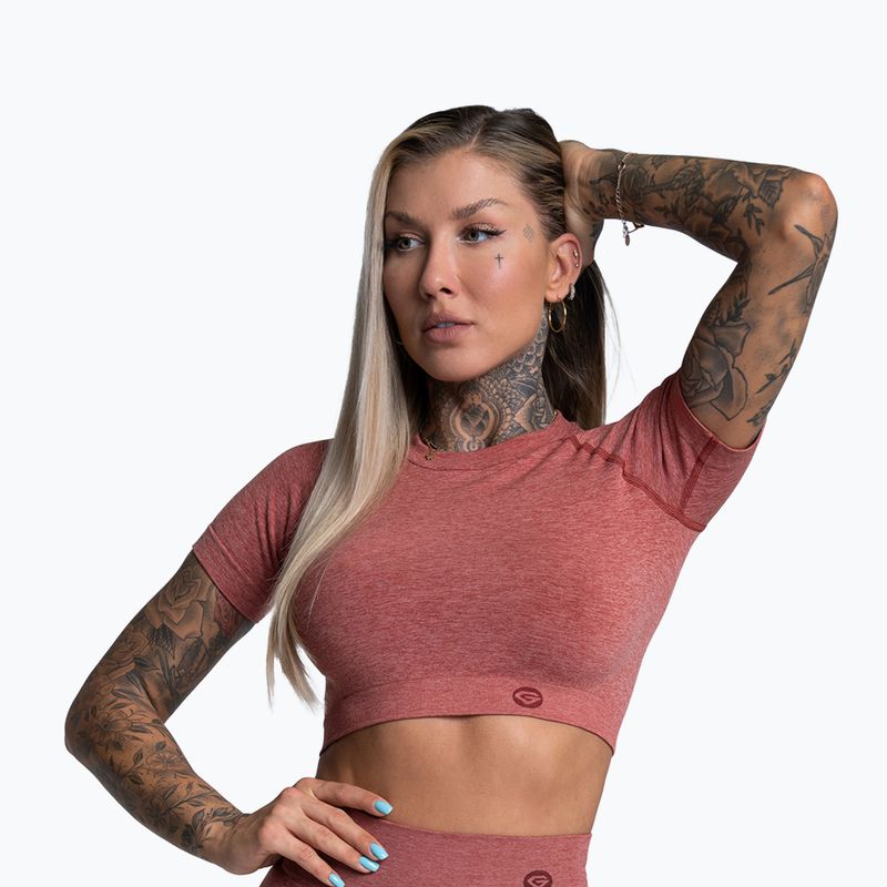 Moteriški treniruočių marškinėliai Gym Glamour Seamless Rashguard cherry