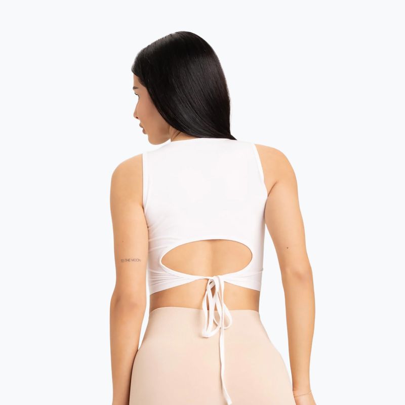 Moterų treniruočių viršutinė dalis Gym Glamour Tied White 441 2