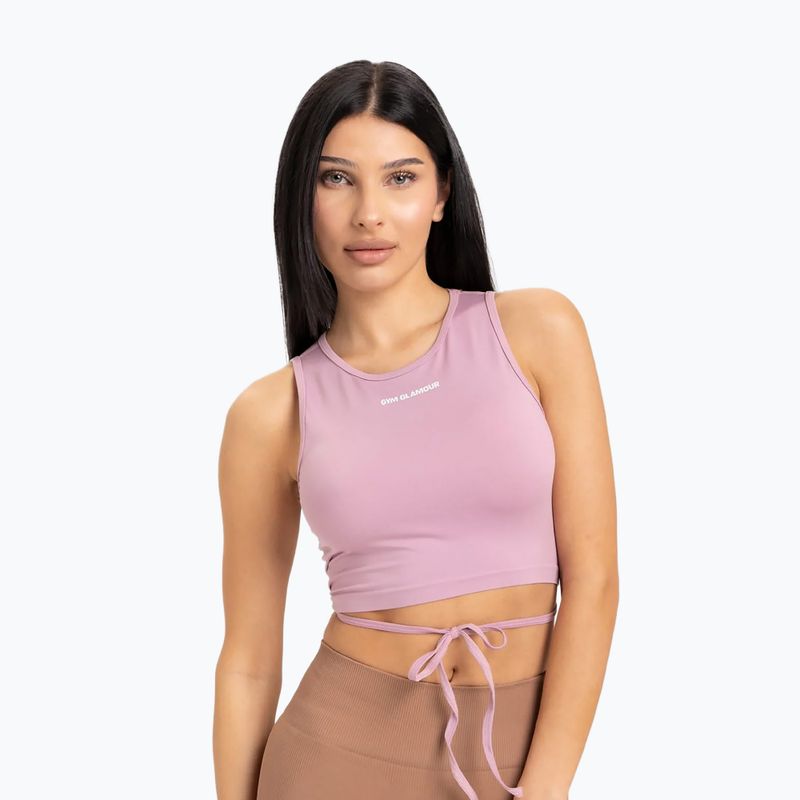 Moterų treniruočių viršutinė dalis Gym Glamour Tied Pink 442 3