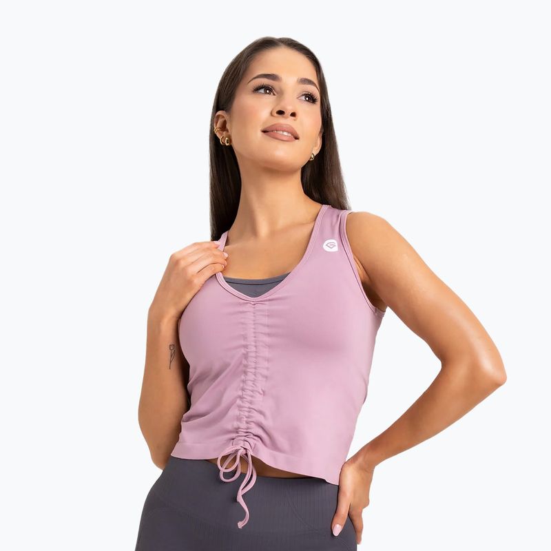 Moterų treniruočių viršutinė dalis Gym Glamour Drawstring Pink 447