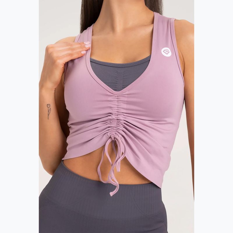 Moterų treniruočių viršutinė dalis Gym Glamour Drawstring Pink 447 4