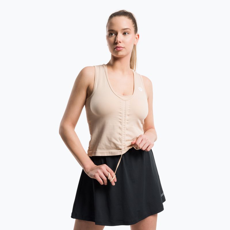 Moterų treniruočių viršutinė dalis Gym Glamour Pull-on Beige 448