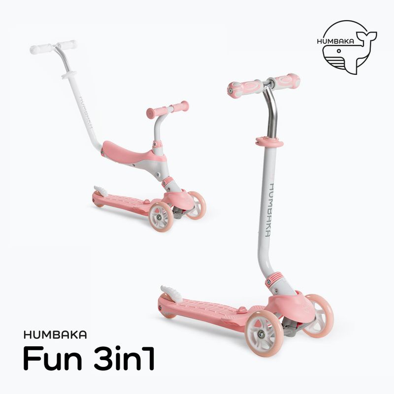 HUMBAKA Fun 3in1 vaikiškas paspirtukas rožinės spalvos HBK-KS002 3