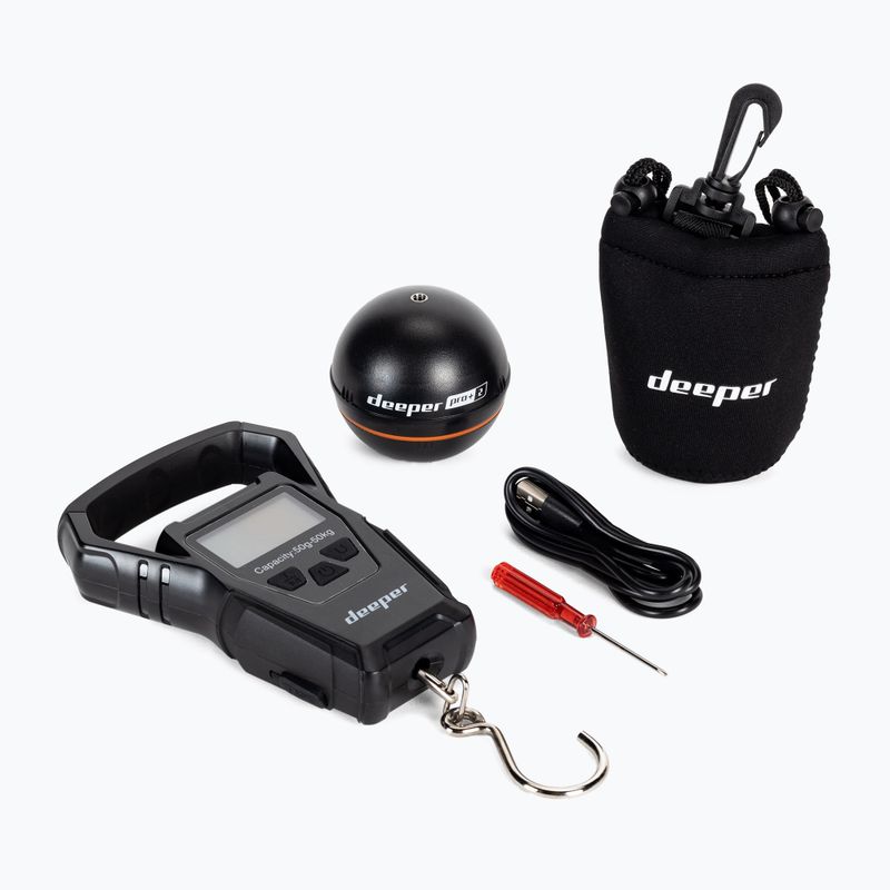 Deeper Smart Sonar Pro+ 2 žvejybos echolotas su skale juodas DP5H10S10+Svoris