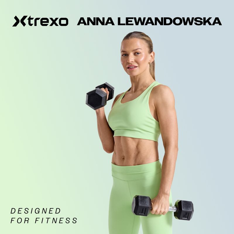 XTREXO Hex HXD150 gumuotas 15 kg hantelis 2