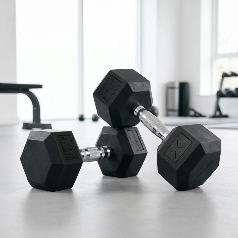 XTREXO Hex 22,5 kg gumuoti hanteliai 3