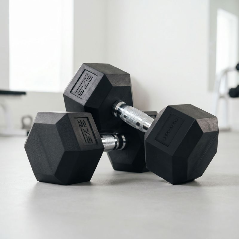XTREXO Hex 27,5 kg gumuoti hanteliai 3