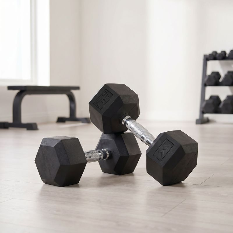 XTREXO Hex 30 kg gumuoti hanteliai 3