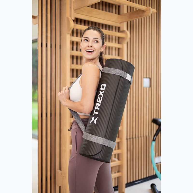 Pratimų kilimėlis XTREXO NBR 15 mm su diržu juodas 3