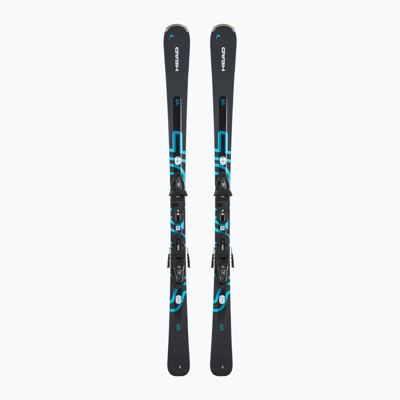 Kalnų slidės HEAD Shape e-V8 SW AMT-PR + apkaustai Protector PR 11 GW anthracite/blue