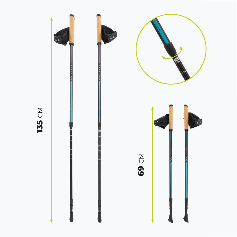 Reguliuojamos mėlynos KADVA Luna nordic walking lazdos 2