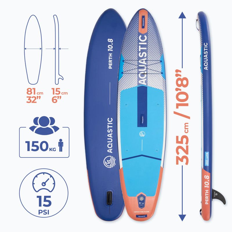 Rinkinys pripučiama lenta SUP AQUASTIC Perth 10'8" all-round blue 16