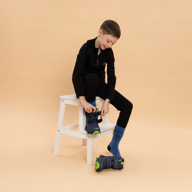 Vaikiški žieminiai batai KADVA Snowey Mid WaterProof tamsiai mėlyna/žalia 10