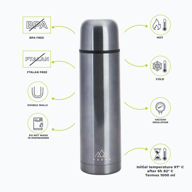 Termosas KADVA Vulcan 1000 ml sidabrinis 2